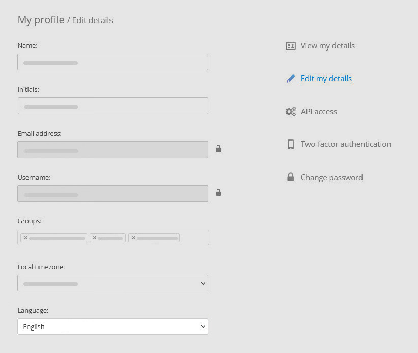 Selecting interface language Selecting the interface language at My profile