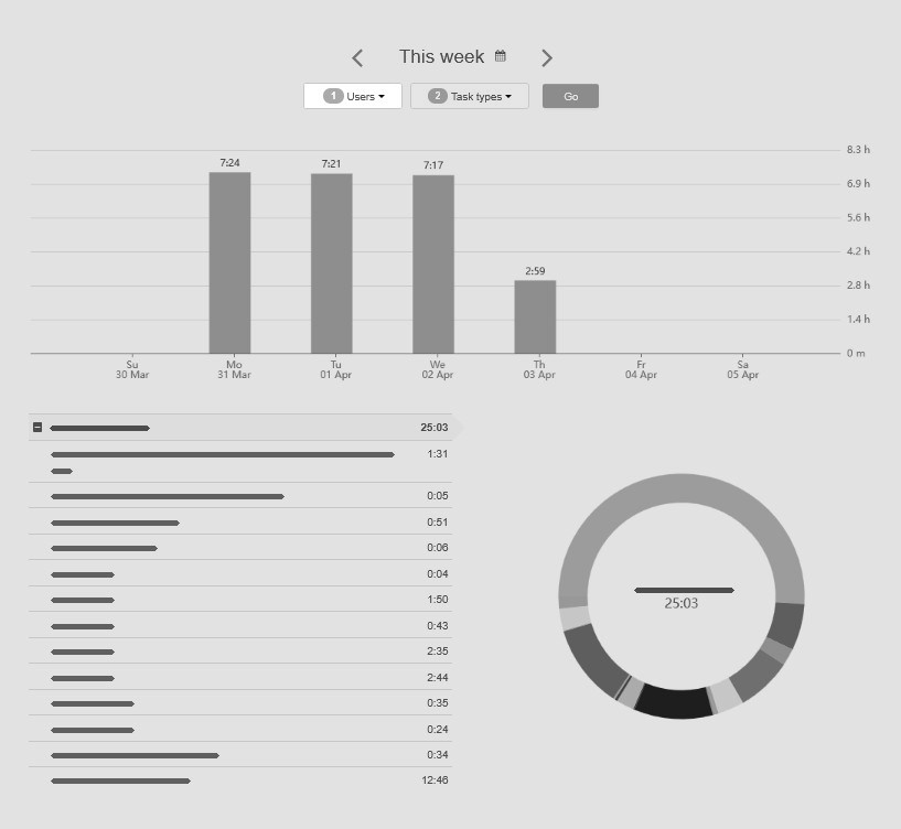 Time report sorted by individual user