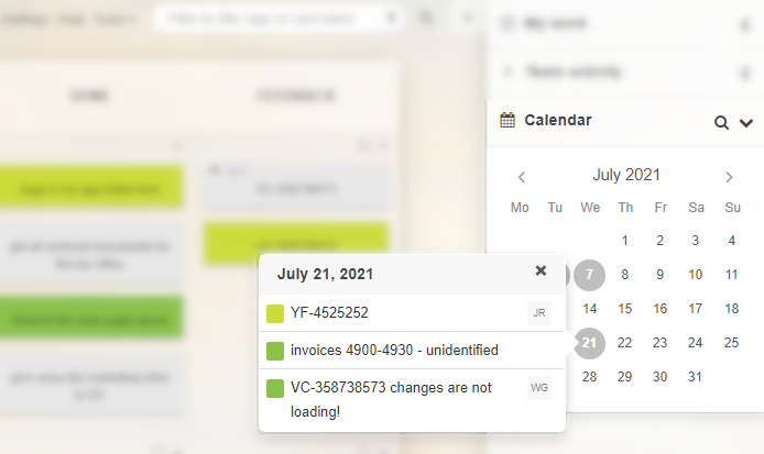 Calendar widget - due dates visibility