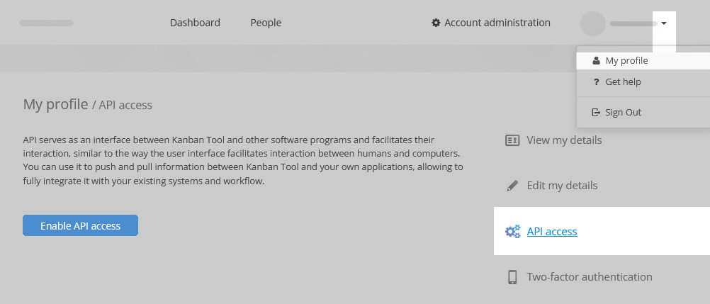 Enabling API access from My Profile