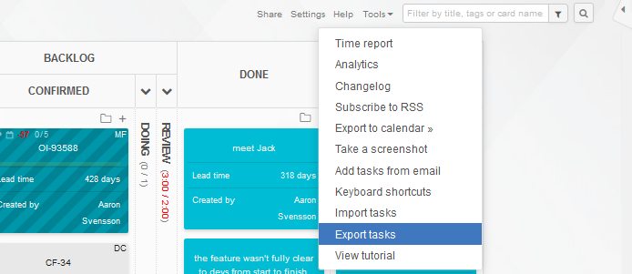 Export Tasks to a Spreadsheet