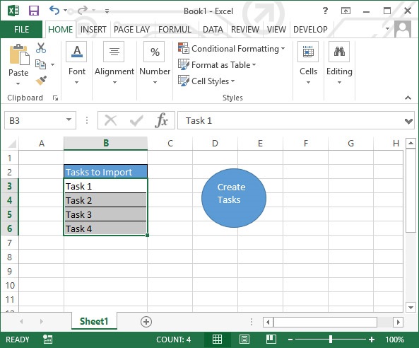 How to create tasks from an Excel spreadsheet