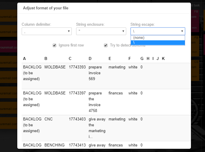 Import Tasks - Adjust Format