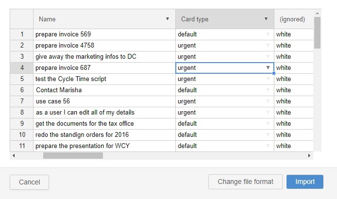 Import Tasks - Choose Data Type