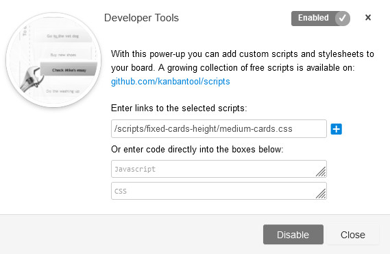 Adding the Fixed Cards Height script to Developer Tools