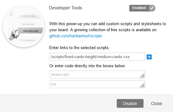 Adding the Fixed Cards Height script to Developer Tools