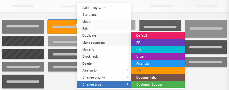 Previewing card types under the change type option