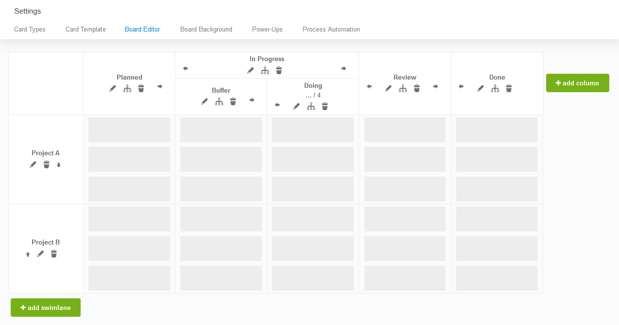 Accessing the board editor under settings