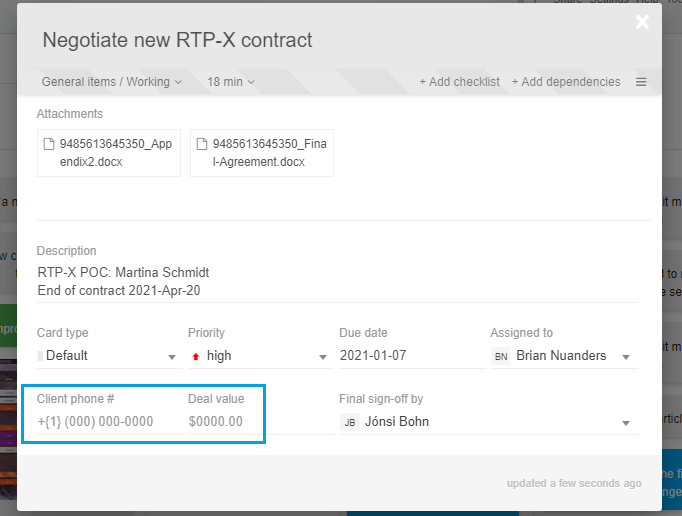 Custom data format placeholders