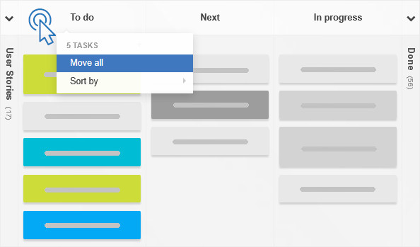 Move all tasks in a column by right-clicking the column header