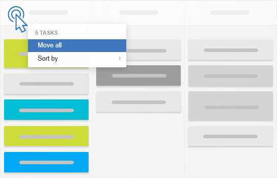 Move all tasks in a column by right-clicking the column header