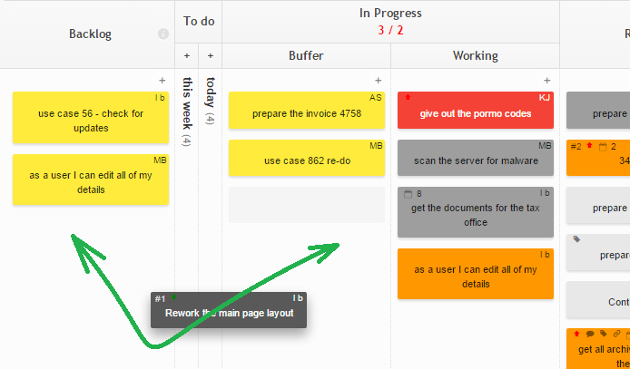 Moving Kanban Tool Cards by Drag and Drop