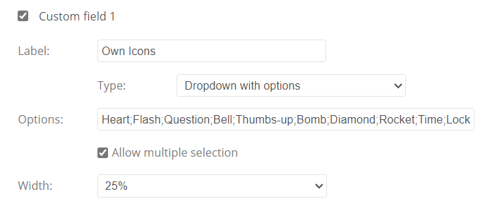 Defining a custom field for own icons dropdown