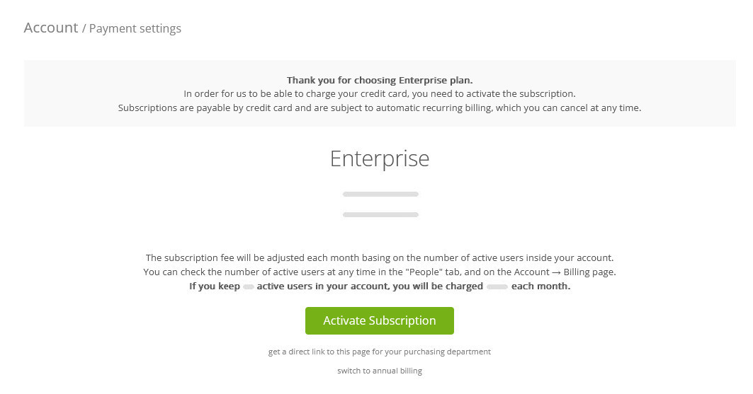 Activating a Kanban Tool subscription