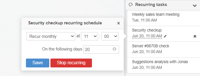 Edit recurring task schedule