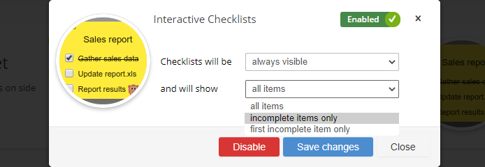 Interactive Checklist Set-up