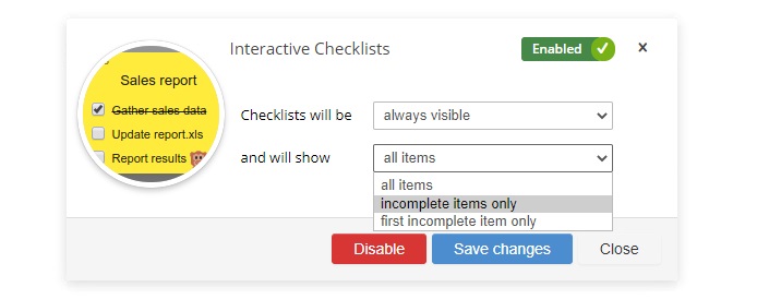 Interactive Checklist Set-up