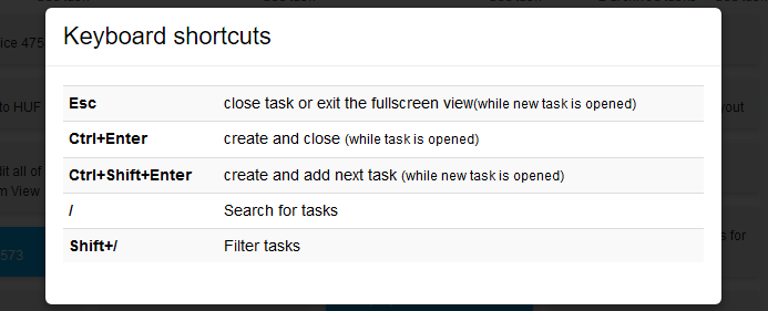 Keyboard shortcuts Keyboard shortcuts